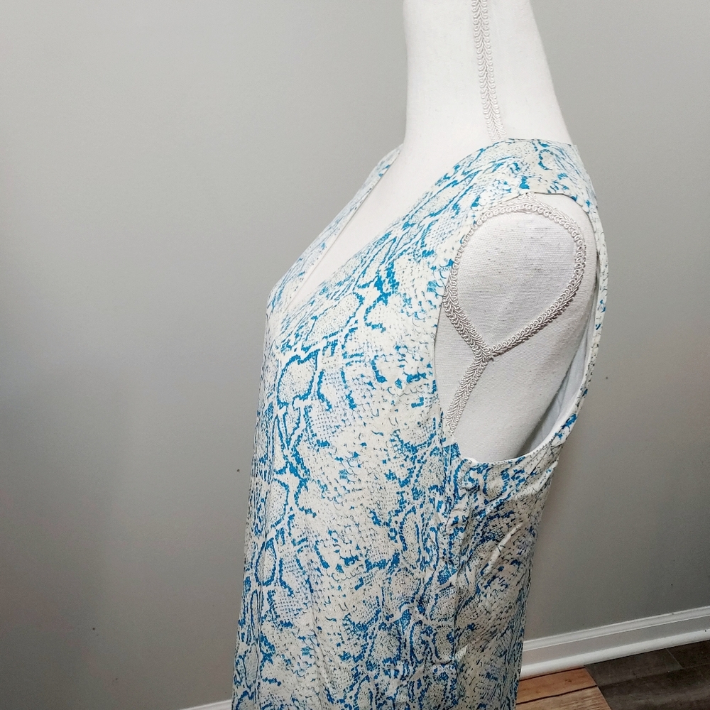 Equipment Connery turquoise silk snake print dress M - Picture 6 of 12